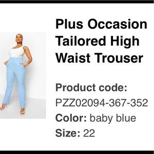 BooHoo Blue High Waist Trouser